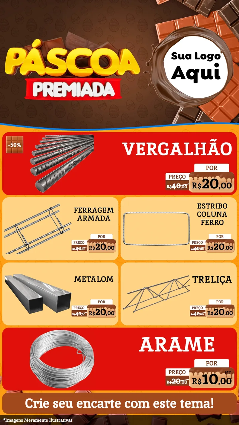 Modelo de TV para TV Vertical com o tema Páscoa Premiada para Ferragens