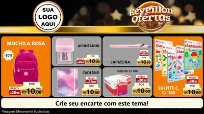 Modelo de TV para TV Horizontal com o tema Réveillon de Ofertas para Papelaria