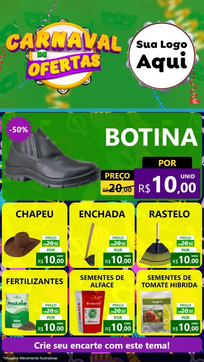 Modelo de Rede Social para Stories com o tema Carnaval de Ofertas para Agropecuária
