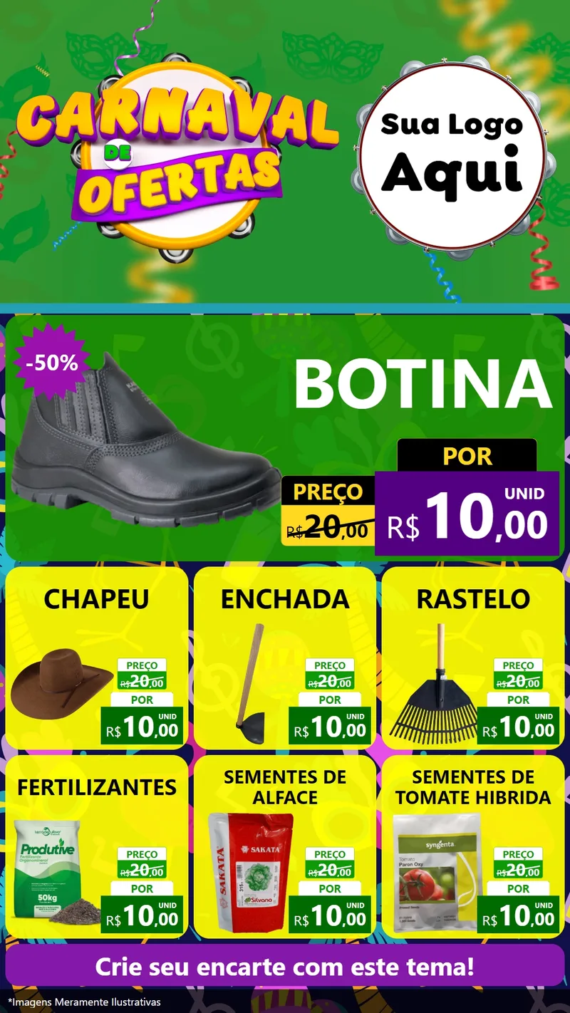 Modelo de Rede Social para Stories com o tema Carnaval de Ofertas para Agropecuária