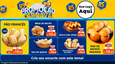 Modelo de TV para TV Horizontal com o tema Promoção de Carnaval para Padaria