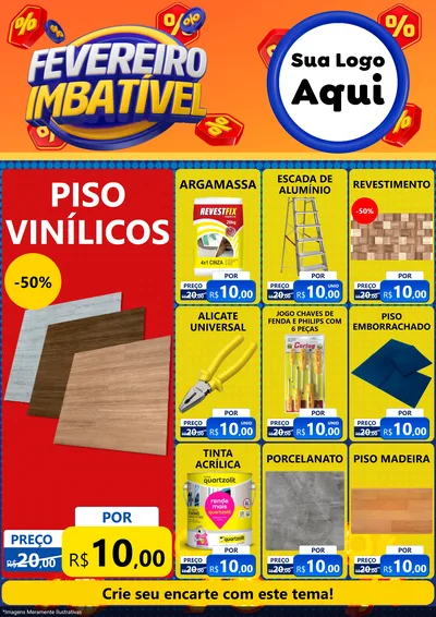 Modelo de Encarte para Encarte A4 Vertical com o tema Fevereiro Imbatível para Material para Construção