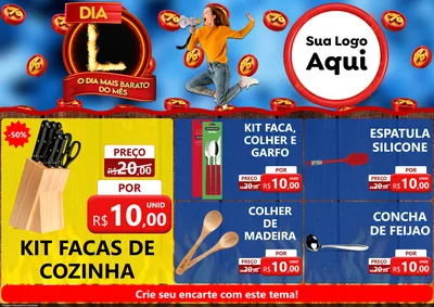 Modelo de Encarte para Encarte A4 Horizontal com o tema Dia L - O Dia Mais Barato Do Mês para Utilidades Domésticas