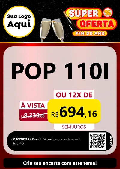 Modelo de Cartaz para Cartaz A4 Vertical com o tema Super Oferta Fim de Ano para Concessionaria de Motos
