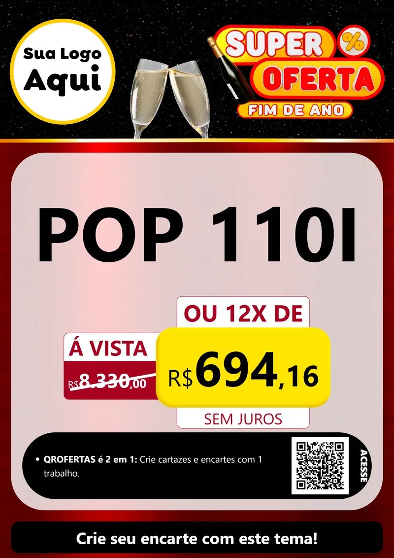 Modelo de Cartaz para Cartaz A4 Vertical com o tema Super Oferta Fim de Ano para Concessionaria de Motos
