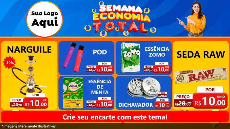 Modelo de TV para TV Horizontal com o tema Semana Economia Total para Tabacaria