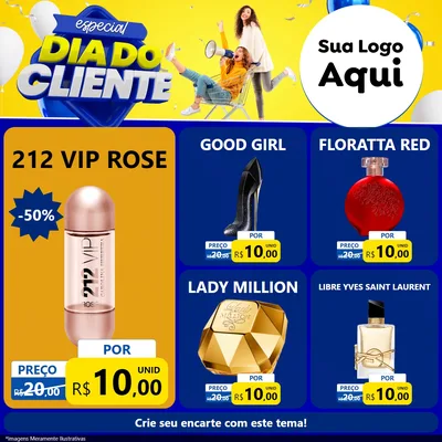 Modelo de Rede Social para Feed Facebook com o tema Especial Dia do Cliente para Perfumes