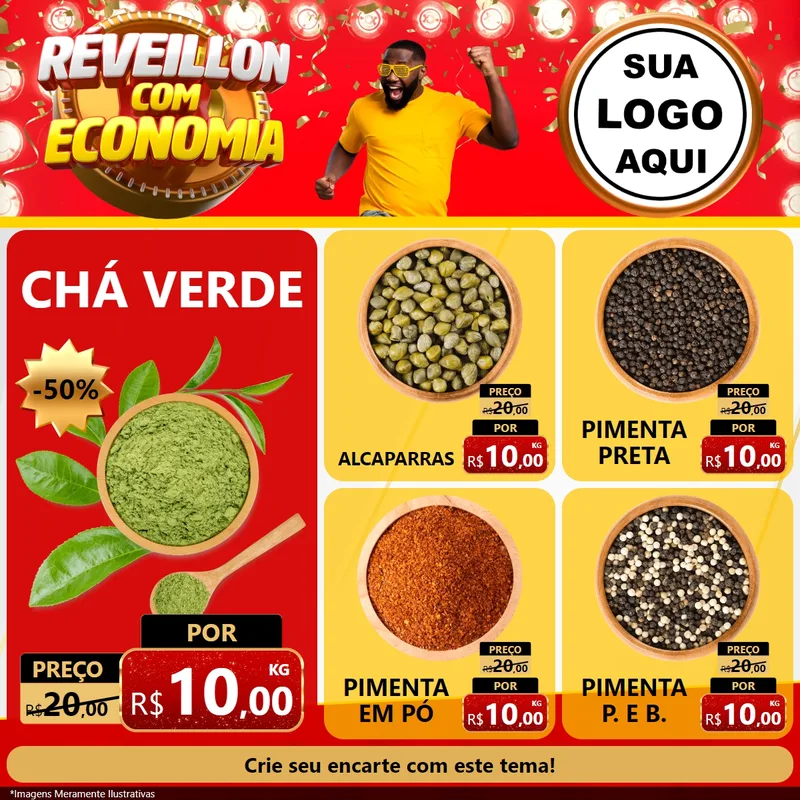 Modelo de Rede Social para Feed Facebook com o tema Réveillon com Economia para Produtos Naturais