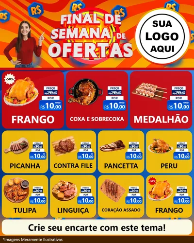 Modelo de Rede Social para Feed Instagram com o tema Final de Semana de Ofertas para Assados