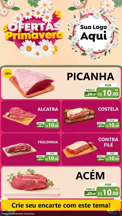 Modelo de TV para TV Vertical com o tema Ofertas de Primavera para Açougue