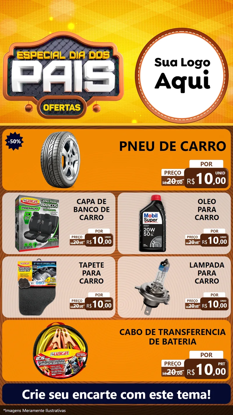 Modelo de TV para TV Vertical com o tema Especial Dia dos Pais para Auto peças