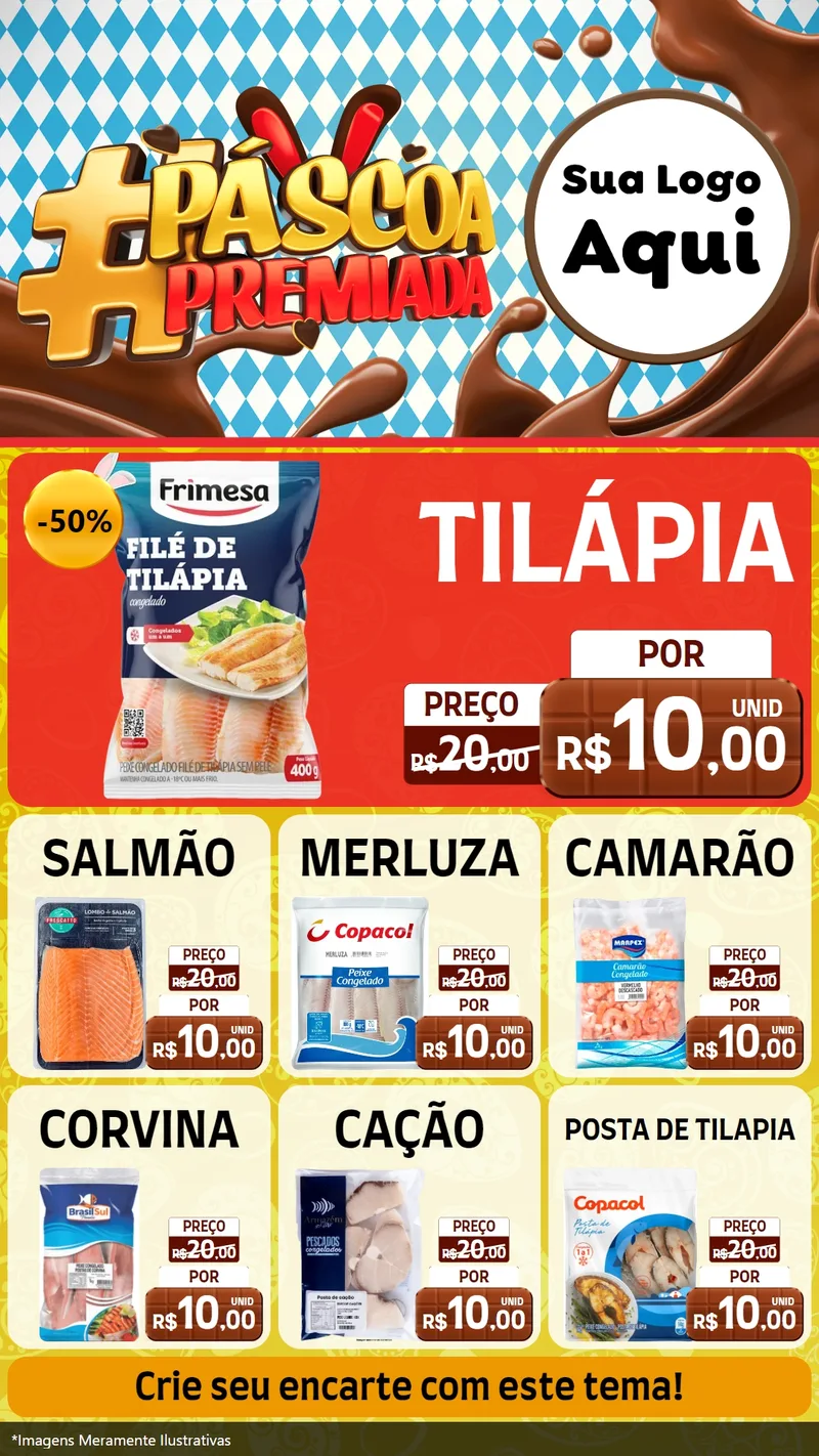 Modelo de Rede Social para Stories com o tema Páscoa Premiada para Peixaria