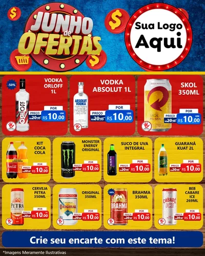 Modelo de Rede Social para Feed Instagram com o tema Junho de Ofertas para Distribuidora de bebidas