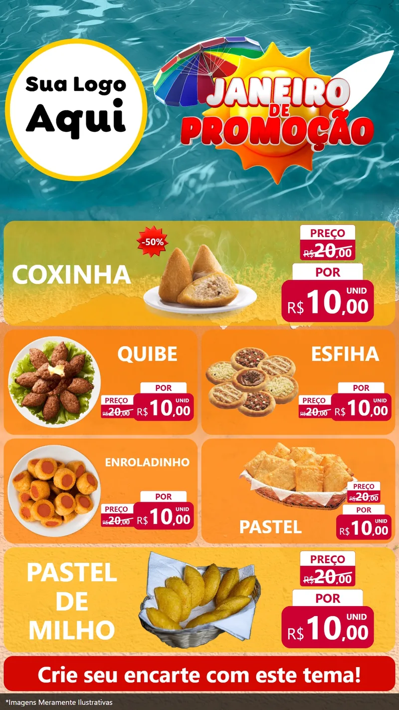 Modelo de TV para TV Vertical com o tema Janeiro de Promoção para Salgadaria