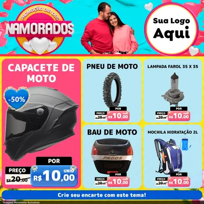 Modelo de Rede Social para Feed Facebook com o tema Promoção Dia dos Namorados para Moto peças