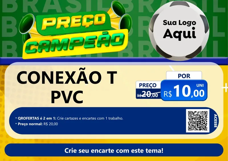Modelo de Cartaz para Cartaz A4 Horizontal com o tema Preço Campeão - Copa para Tubos e conexões