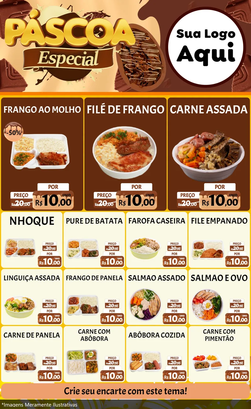 Modelo de Encarte para Encarte Grande com o tema Páscoa Especial para Restaurante
