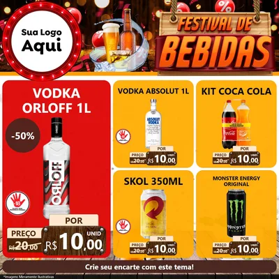 Modelo de Rede Social para Feed Facebook com o tema Festival de Bebidas para Distribuidora de bebidas