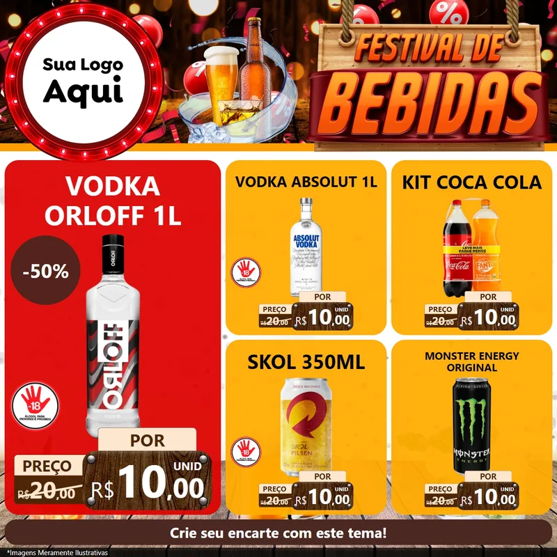 Modelo de Rede Social para Feed Facebook com o tema Festival de Bebidas para Distribuidora de bebidas