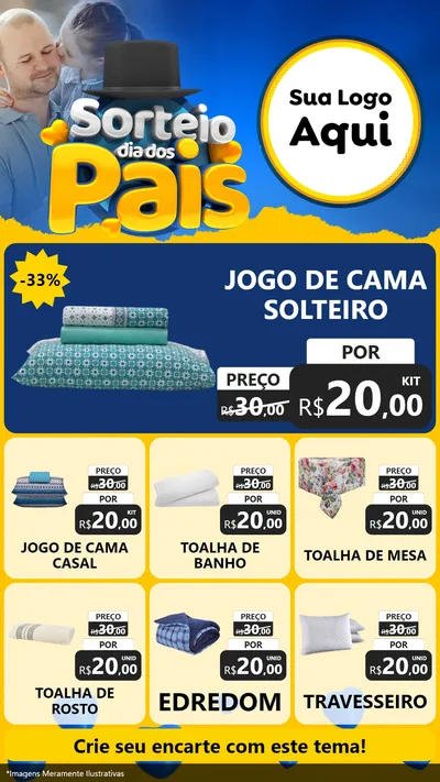 Modelo de Rede Social para Stories com o tema Sorteio Dia Dos Pais para Cama, Mesa e Banho