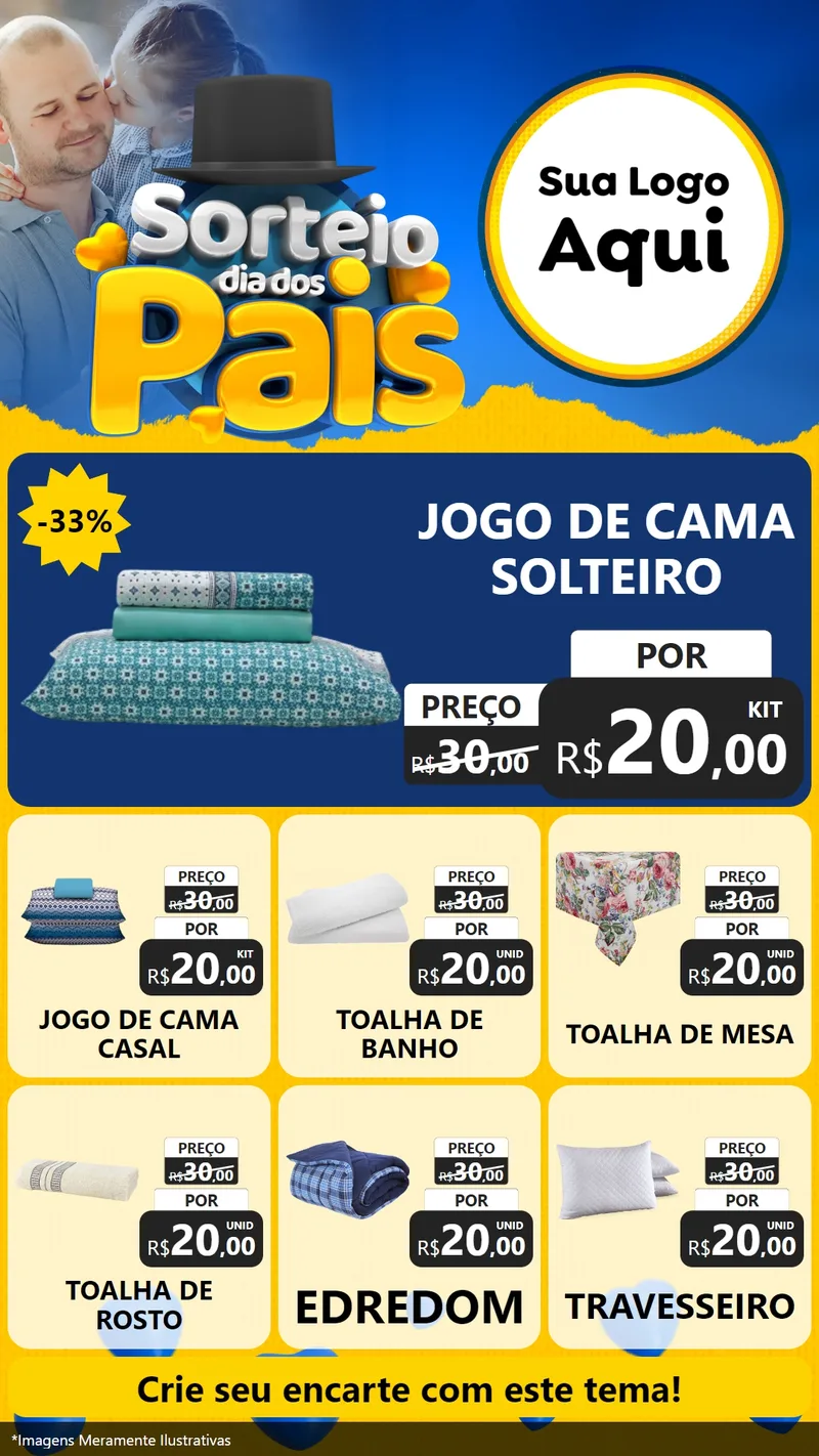 Modelo de Rede Social para Stories com o tema Sorteio Dia Dos Pais para Cama, Mesa e Banho