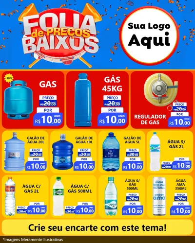 Modelo de Rede Social para Feed Instagram com o tema Folia de Preços Baixos para Água e gás