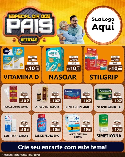 Modelo de Rede Social para Feed Instagram com o tema Especial Dia dos Pais para Farmácia