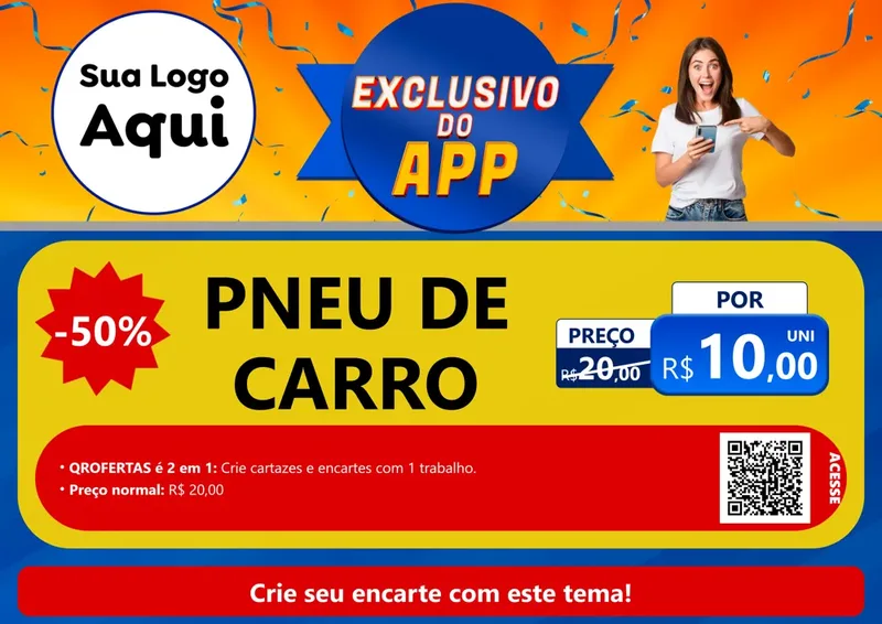 Modelo de Cartaz para Cartaz A4 Horizontal com o tema Exclusivo do Aplicativo para Auto peças