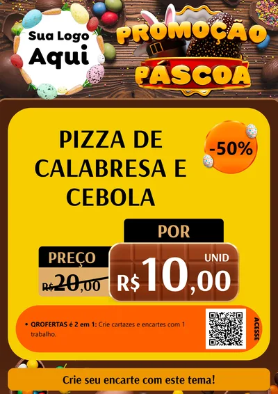 Modelo de Cartaz para Cartaz A4 Vertical com o tema Promoção Páscoa para Pizzaria