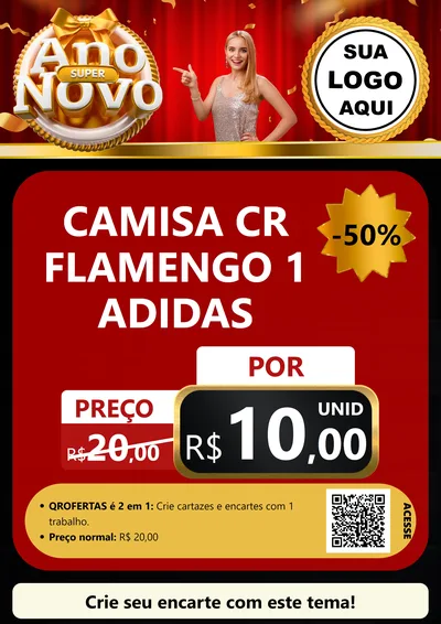 Modelo de Cartaz para Cartaz A4 Vertical com o tema Super Ano Novo para Roupas e acessórios