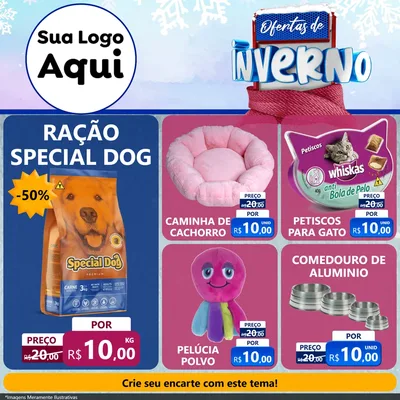 Modelo de Rede Social para Feed Facebook com o tema Ofertas de Inverno para Pet Shop