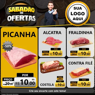Modelo de Rede Social para Feed Facebook com o tema Sabadão de Ofertas para Açougue