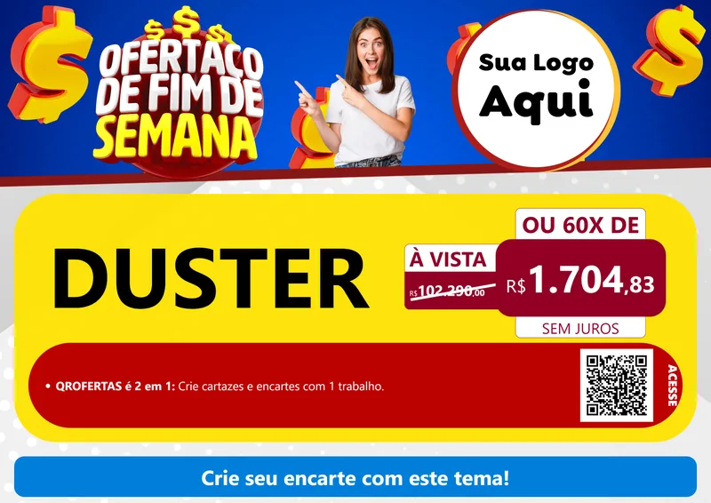 Modelo de Cartaz para Cartaz A4 Horizontal com o tema Ofertaço de Fim de Semana para Concessionaria de Carros