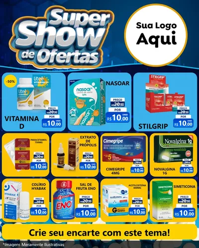Modelo de Rede Social para Feed Instagram com o tema Super Show de Ofertas - Farmácia para Farmácia