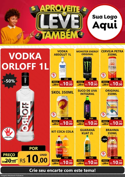 Modelo de Encarte para Encarte A4 Vertical com o tema Aproveite e Leve Também para Distribuidora de bebidas