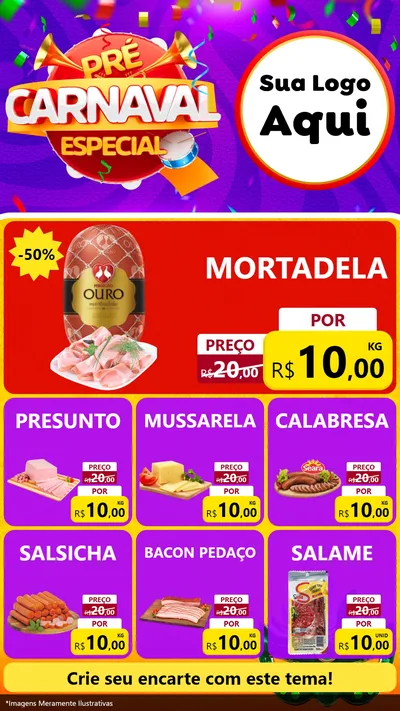 Modelo de Rede Social para Stories com o tema Pré-Carnaval Especial para Frios e Laticínios