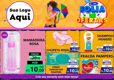 Modelo de Encarte para Encarte A4 Horizontal com o tema Folia de Ofertas para Bebês