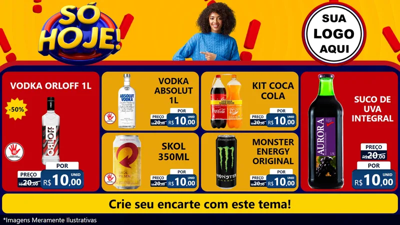 Modelo de TV para TV Horizontal com o tema Só Hoje! para Distribuidora de bebidas