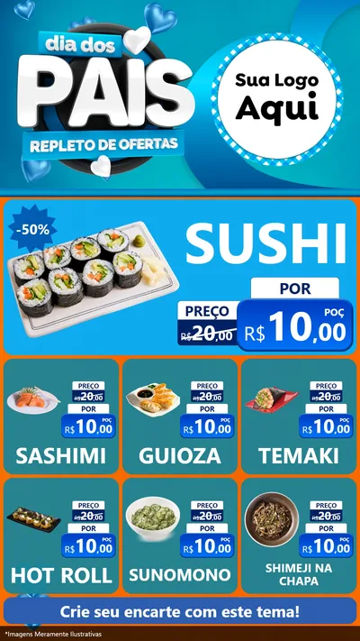 Modelo de Rede Social para Stories com o tema Dia Dos Pais Repleto de Ofertas para Comida japonesa