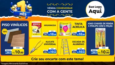 Modelo de TV para TV Horizontal com o tema Um Mês de Aniversário para Material para Construção