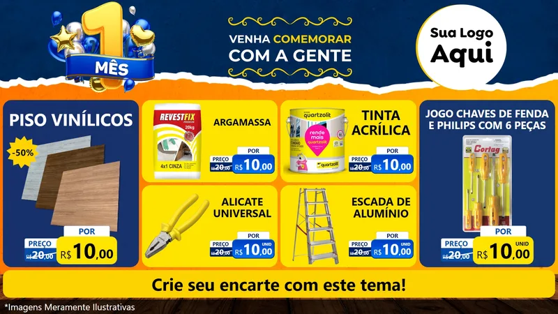 Modelo de TV para TV Horizontal com o tema Um Mês de Aniversário para Material para Construção