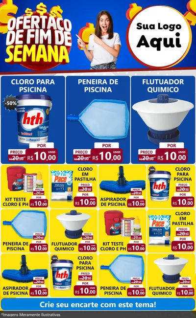 Modelo de Encarte para Encarte Grande com o tema Ofertaço de Fim de Semana para Produtos para Piscina