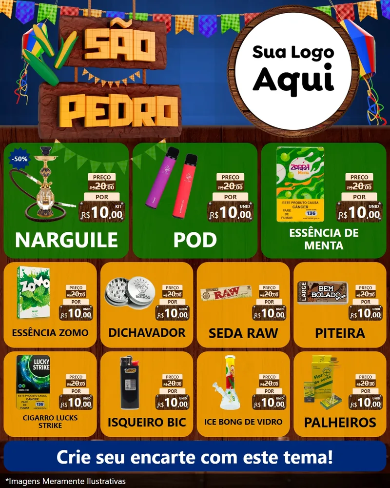 Modelo de Rede Social para Feed Instagram com o tema São Pedro para Tabacaria