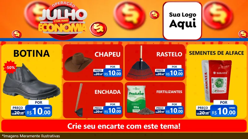 Modelo de TV para TV Horizontal com o tema Operação Julho Com Mais Economia para Agropecuária