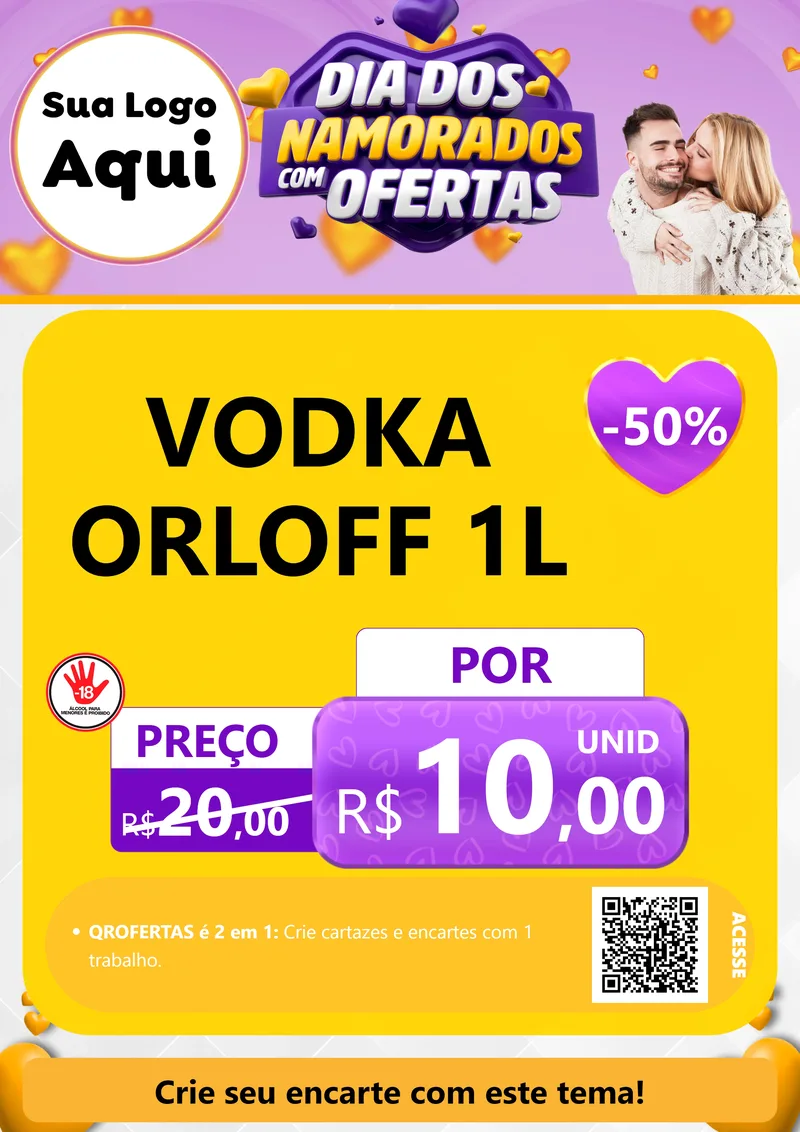 Modelo de Cartaz para Cartaz A4 Vertical com o tema Dia Dos Namorados Com Ofertas para Distribuidora de bebidas