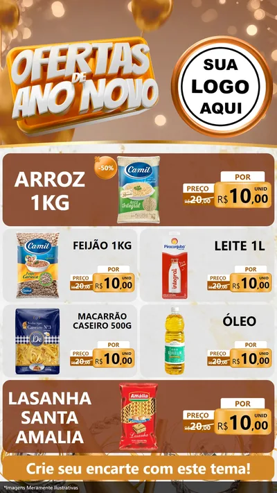 Modelo de TV para TV Vertical com o tema Ofertas de Ano Novo para Supermercado