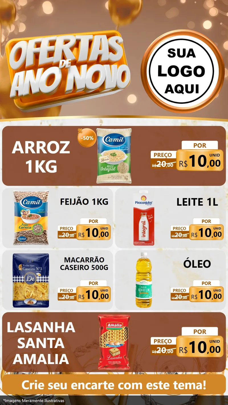 Modelo de TV para TV Vertical com o tema Ofertas de Ano Novo para Supermercado