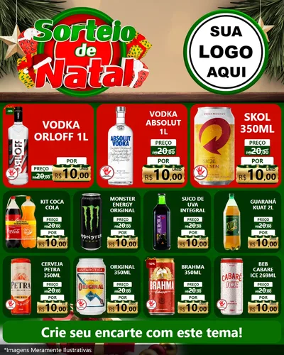 Modelo de Rede Social para Feed Instagram com o tema Sorteio de Natal para Distribuidora de bebidas