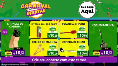 Modelo de TV para TV Horizontal com o tema Carnaval de Ofertas para Utilidades Domésticas