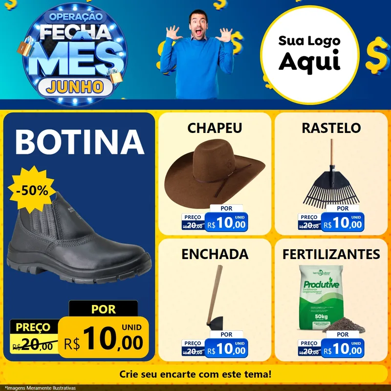 Modelo de Rede Social para Feed Facebook com o tema Operação Fecha Mês, Junho para Agropecuária
